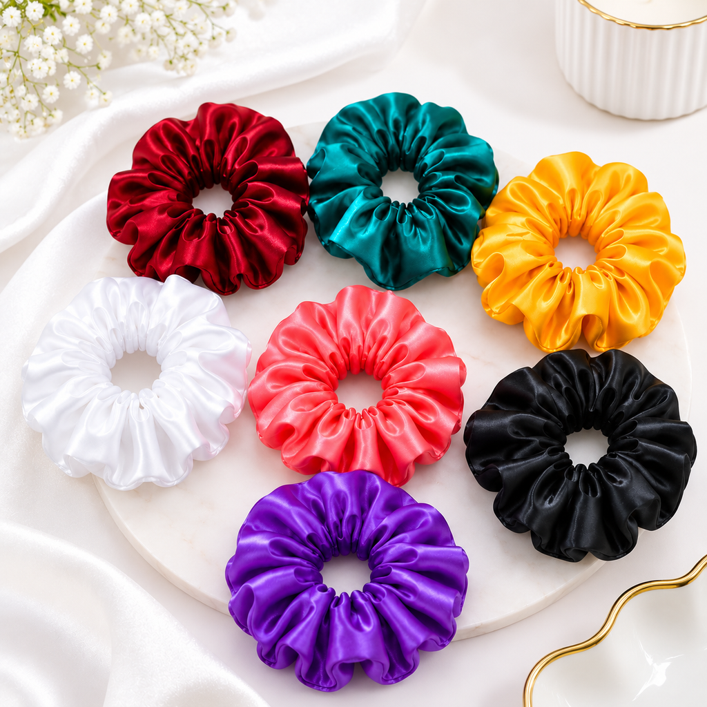 Satin Scrunchies for Women & Girls | Pack of 7